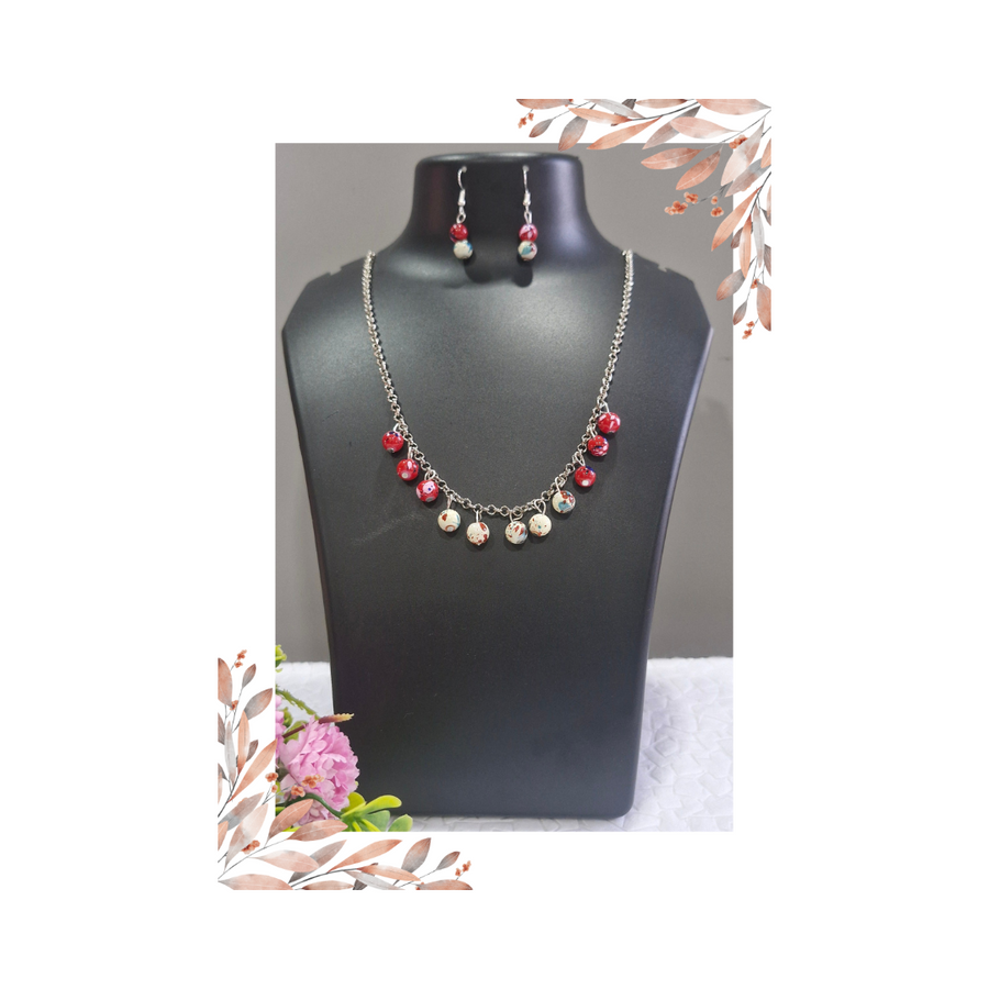 Chain Glass Beads Necklace Set